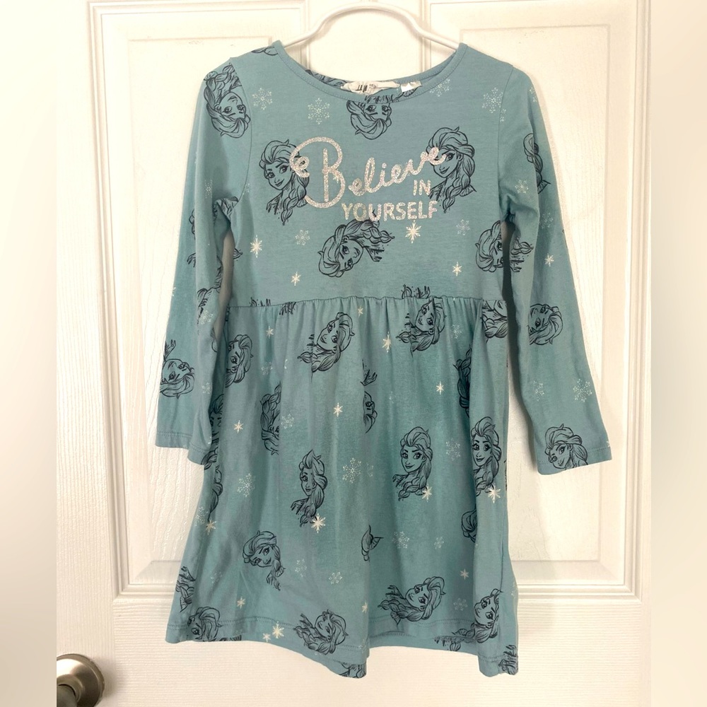 H&M girls Frozen long sleeve dress - size 5T/6